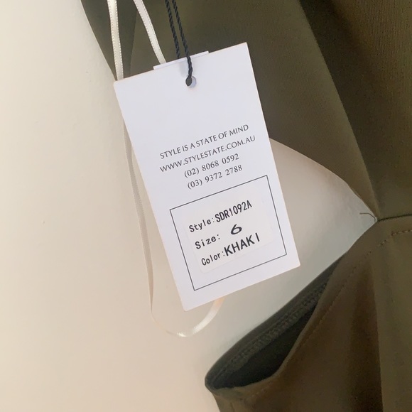 NWT Hello Molly Sweet Lines Khaki Midi Dress - Picture 7 of 7